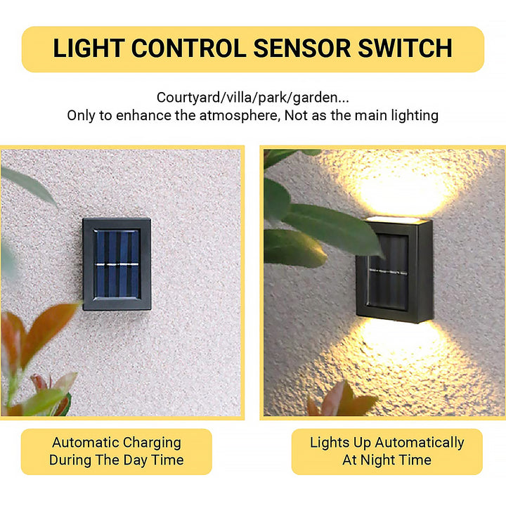 9536 Solar Wall Lights Small Fence Lights Solar Powered Up Down Led Porch Light Garden Lights Outdoor Solar Landscape Lights Waterproof Light (1 Pc) - Trendex
