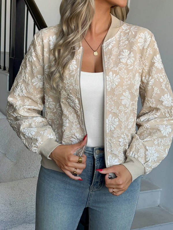 Jacquard Zipper Jacket Loose And Slim Temperament Commuting Casual Top Coat - Trendex