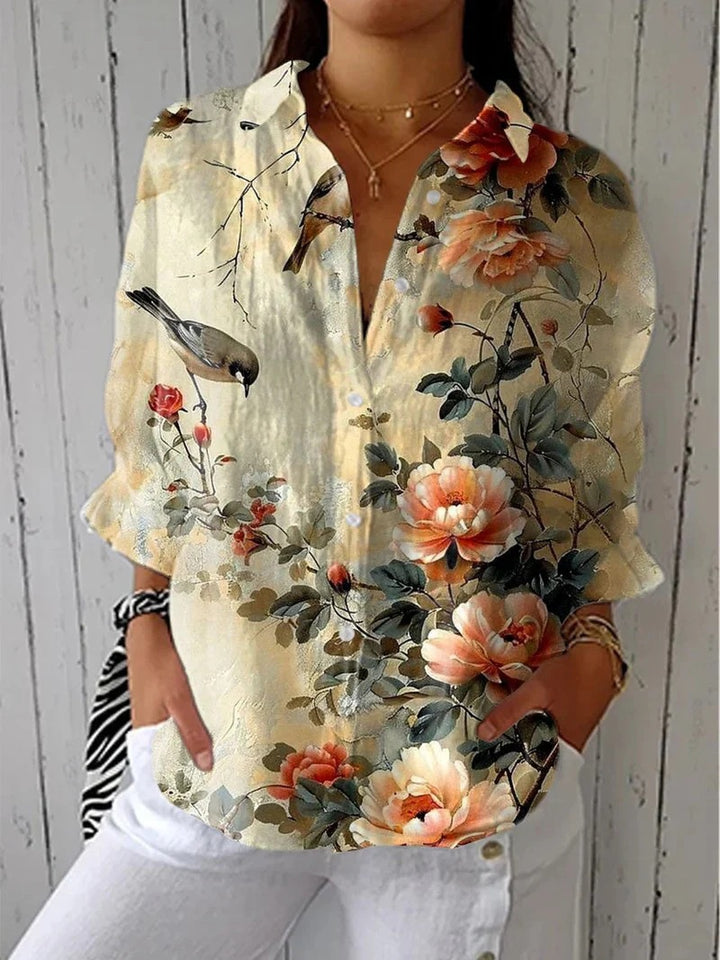 Women's Creative Fashion 3D Printing Lapel Casual Shirt - Trendex
