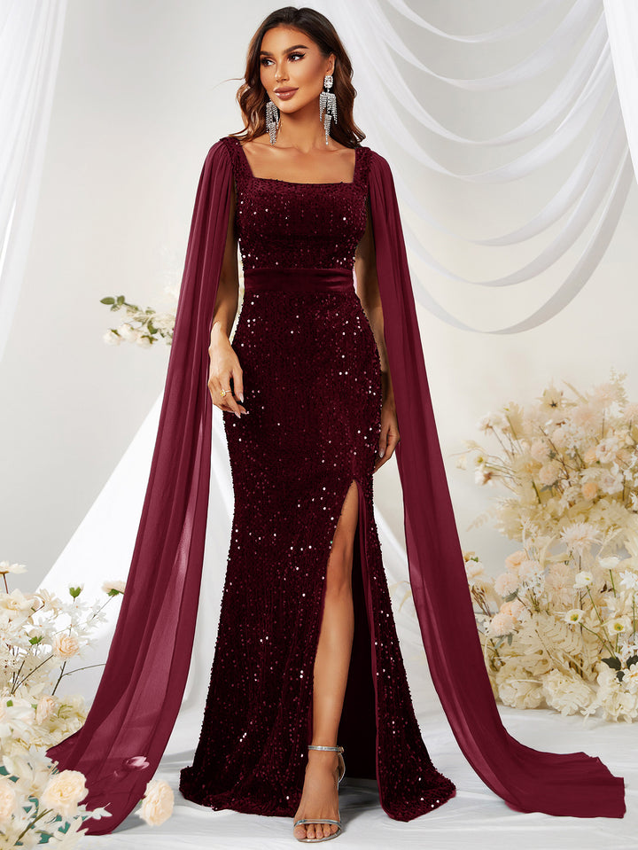Dress Skirt Sequin Mesh Split Fishtail Dress - Trendex