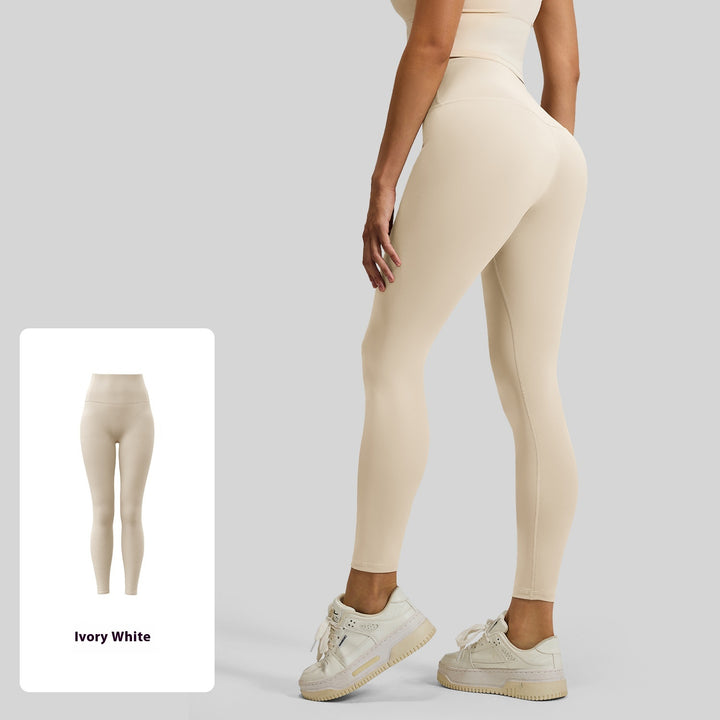 No Embarrassment Line Peach Hip Raise Yoga High Waist Belly Contracting Exercise Nude Feel Leggings - Trendex