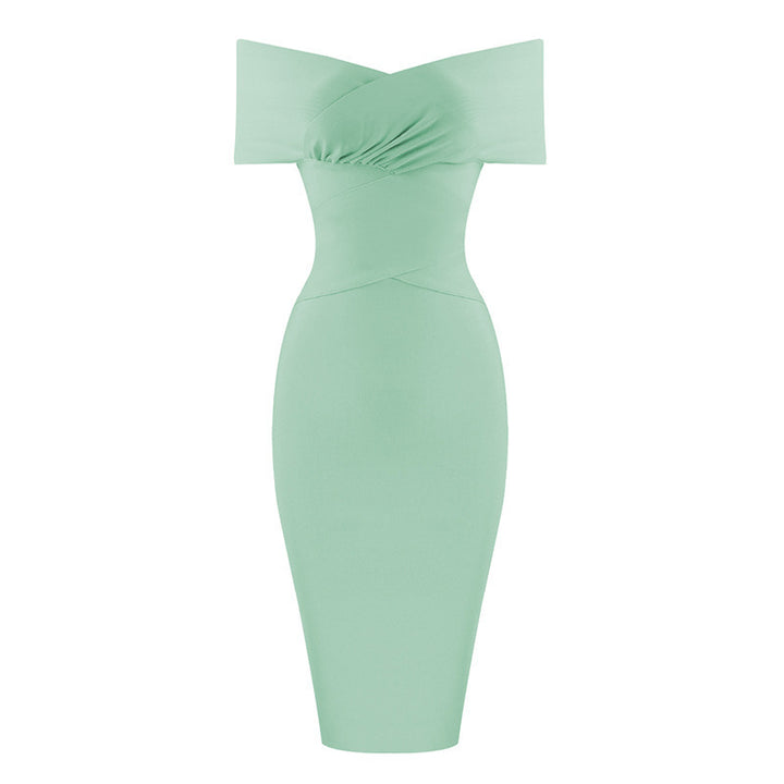 Elegant Slim-fit Off-shoulder Bandage One-piece Dress - Trendex