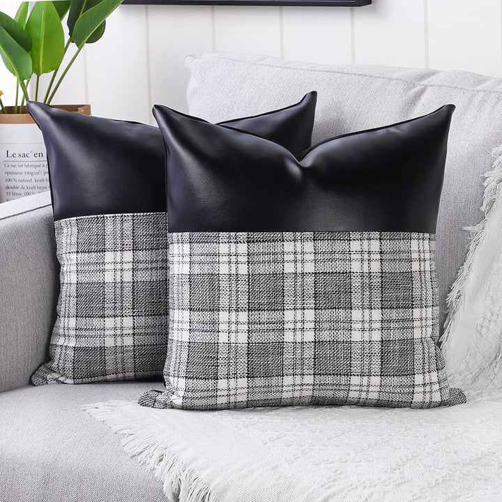 Pillow Covers Cushion Cases Soft Leather And Cotton (23  22 Inch  1 Pair  2 Pc) - Trendex