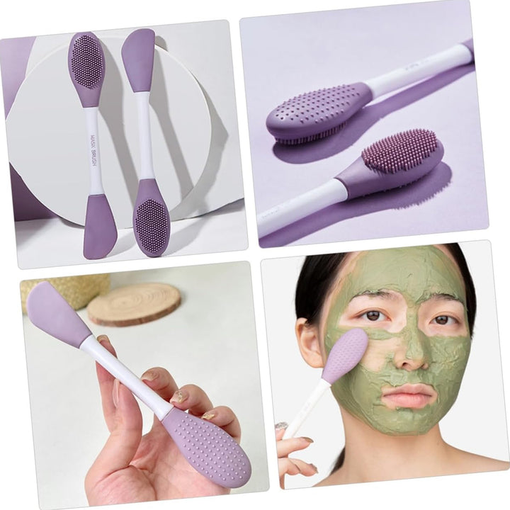 12532 Double-headed Silicone Mask Brush Face Cleansing And Applying Mud Mask Beauty Salon Special Brush Smear Tool Facial Scrub Silicone Wash Scrubber Face Tools (1 Pc) - Trendex