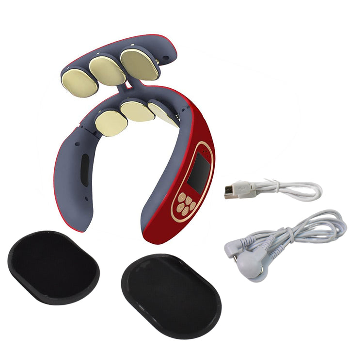 6 Heads Smart Electric Neck And Back Pulse Massager Wireless (1 Pc) - Trendex