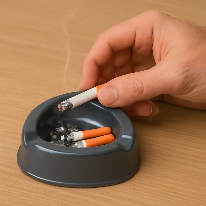 Oblivion Durable Plastic Ashtray With Wide Bowl And Triple Cigarette Holder Slots (1 Pc) - Trendex