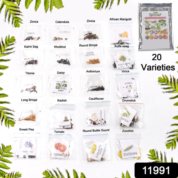 20 Varieties Of Vegetable  Flower Seeds Combo (1 Pkt.  20 Varieties) - Trendex