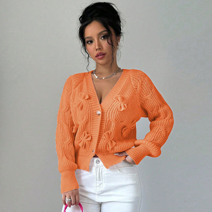 Women's Solid Color Long Sleeve Bowknot Knitwear Cardigan Coat - Trendex