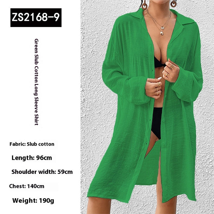 Tencel Slub Cotton Long-sleeved Shirt For Women - Trendex