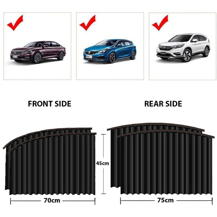 Curtain For Car Window  Heat  Sunshade Protection (4 Pcs With Curtain Hook  Adhesive Tap Set) - Trendex