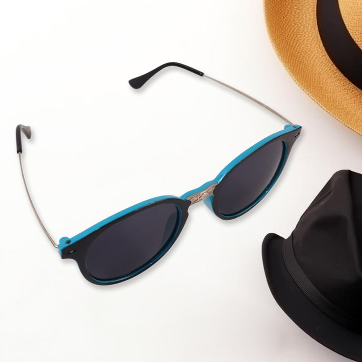 Sky Blue Uv Protected Round Sunglasses Classic Sunglasses For Men  Women Lightweight - Trendex