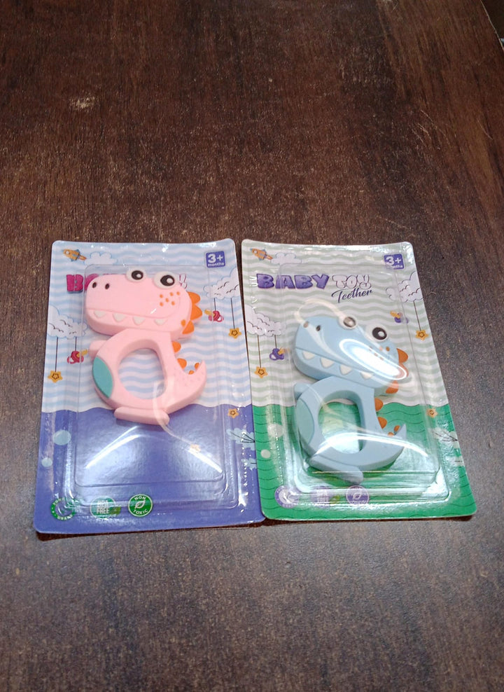 Silicone Dinosaur Teether For Baby (1 Pc  Mix Design  Color) - Trendex