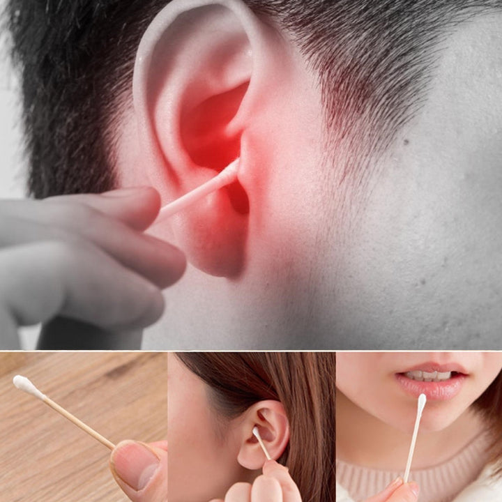 6016 Cotton Swabs Bamboo With Wooden Handles For Makeup Clean Care Ear Cleaning Wound Care Cosmetic Tool Double Head Biodegradable Eco Friendly (Pack Of 20) - Trendex