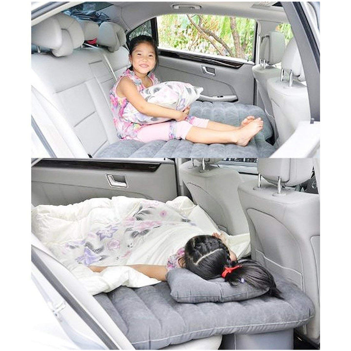 8043 Car Inflatable Bed With 2 Pillows   Air Pump (Portable) For Travel Camping Vacation  Polyester Inflatable Travel Car Bed Air Sofa With Two Inflatable Pillow And Air Pump For Car Back Seat Air Pump Random Colour - Trendex