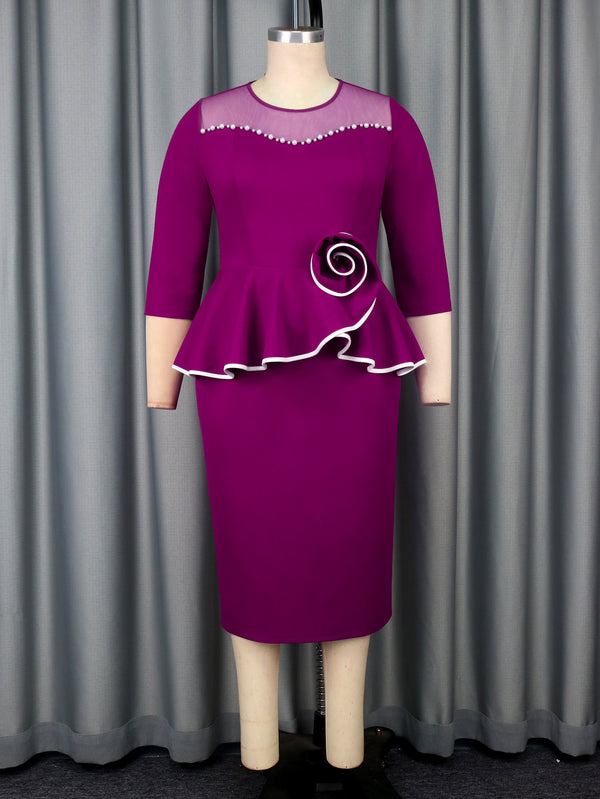 High-grade Plus Size Dress Ruffled Slimming Sheath Skirt - Trendex