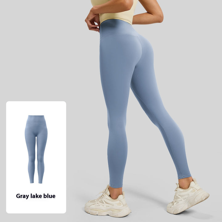 No Embarrassment Line Peach Hip Raise Yoga High Waist Belly Contracting Exercise Nude Feel Leggings - Trendex