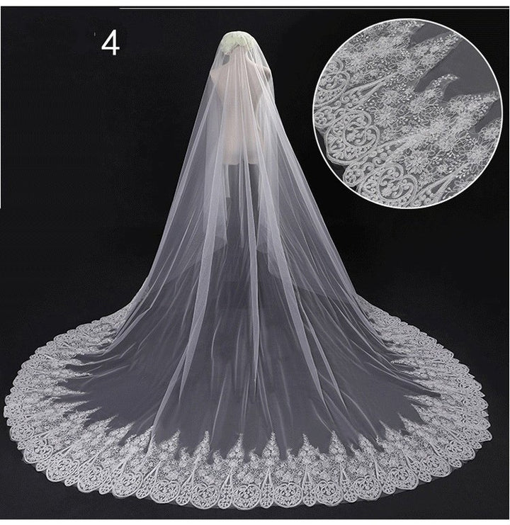 Bridal Wedding Dress Long Tail Luxury Super Fairy Wedding Veil - Trendex