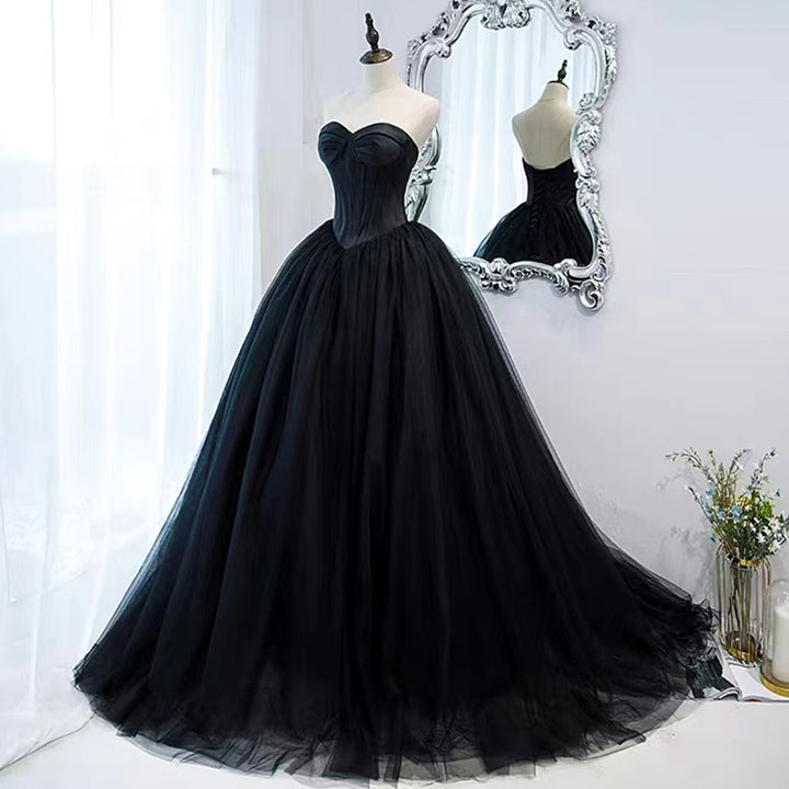 Black Evening Dress Can Wear Birthday Host Light Luxury Niche Wipe Chest Long - Trendex