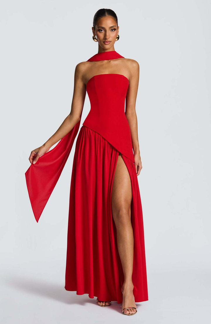 Fashion Sexy Backless Tube Top Pure Color Split Dress - Trendex