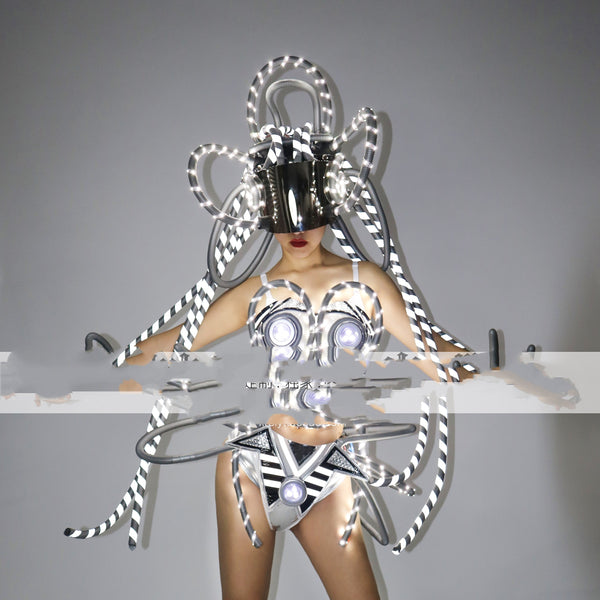 Cyberpunk Performance Suit Luminous Led Silver - Trendex