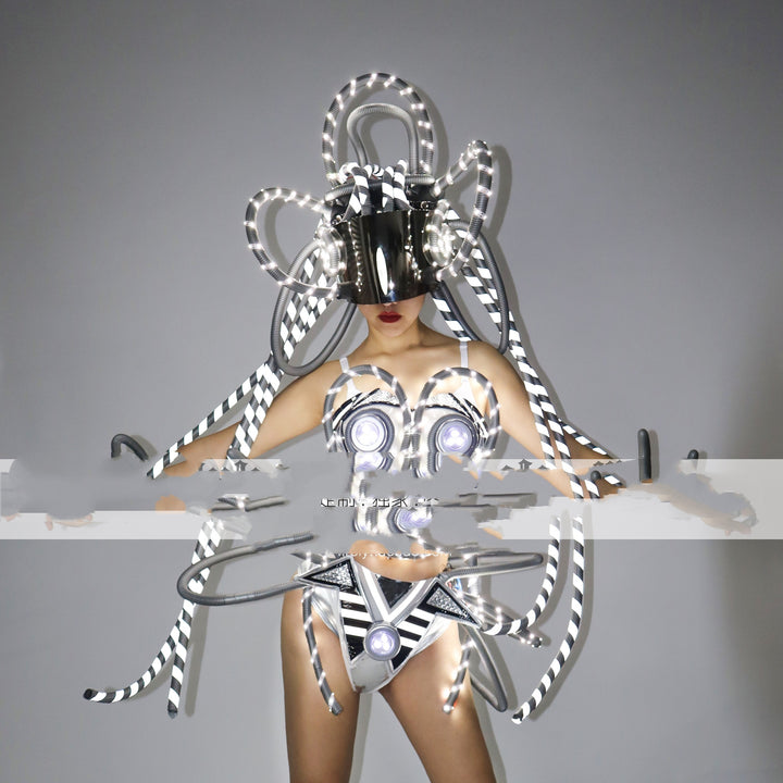 Cyberpunk Performance Suit Luminous Led Silver - Trendex
