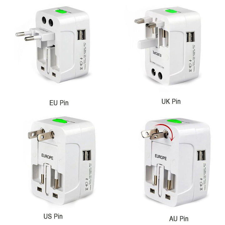 12671 All-in-one Universal Worldwide Travelling Ac Adaptor Plug (Au  Uk  Us  Eu) International Power Charger Electric Usb Power Plug Socket Adapter Converter (1 Pc) - Trendex