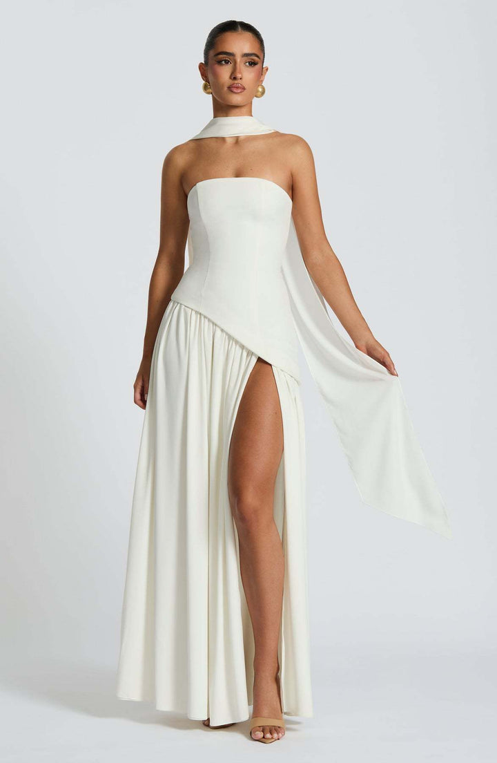 Fashion Sexy Backless Tube Top Pure Color Split Dress - Trendex
