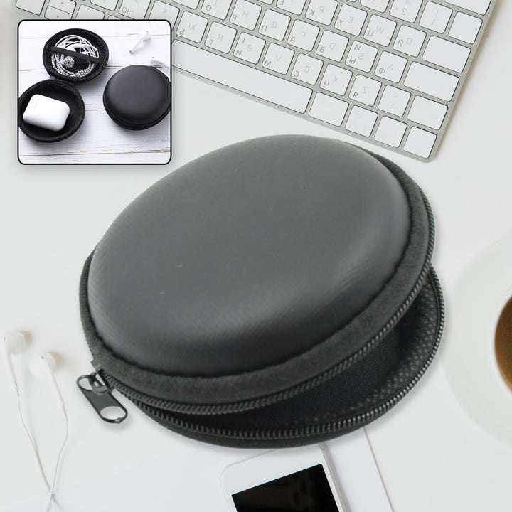 6570  Earphone Carrying Cute Case Round Pocket Pouch For Headphone Data Cable Coins Airpods Pendrive Earphone Case Organizer Perfect Return Gift (Mix Design 1 Pc) - Trendex