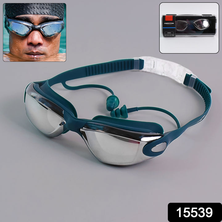 Professional Anti-fog Uv Protection Swimming Goggles With Mirrored Lenses And Earplugs - Trendex