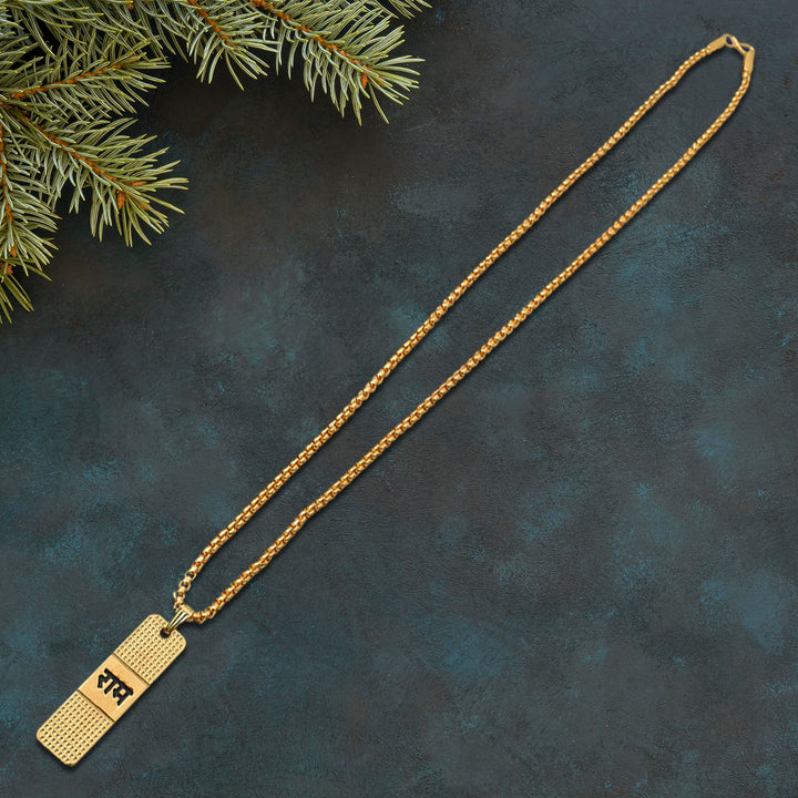 Golden Ram Naam Locket With Chain (1 Pc) - Trendex