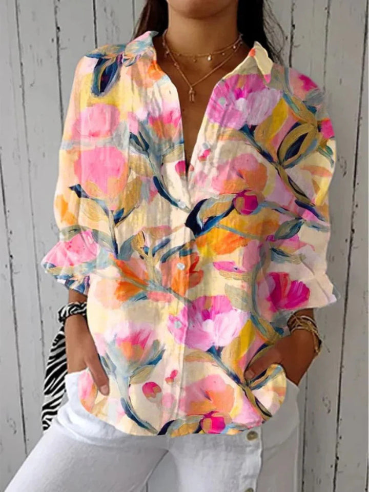 Women's Creative Fashion 3D Printing Lapel Casual Shirt - Trendex