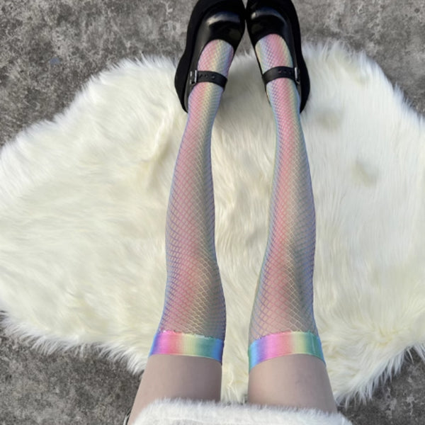 Personalized Colorful Fishnet Stockings Over The Knee Socks - Trendex