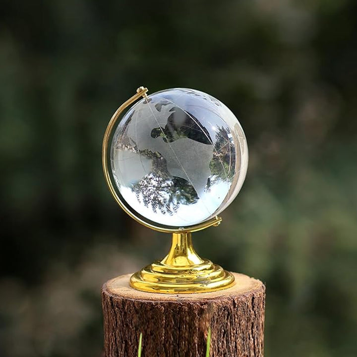 Crystal Globe  World Map 50 Mm With Golden Stand (1 Pc) - Trendex