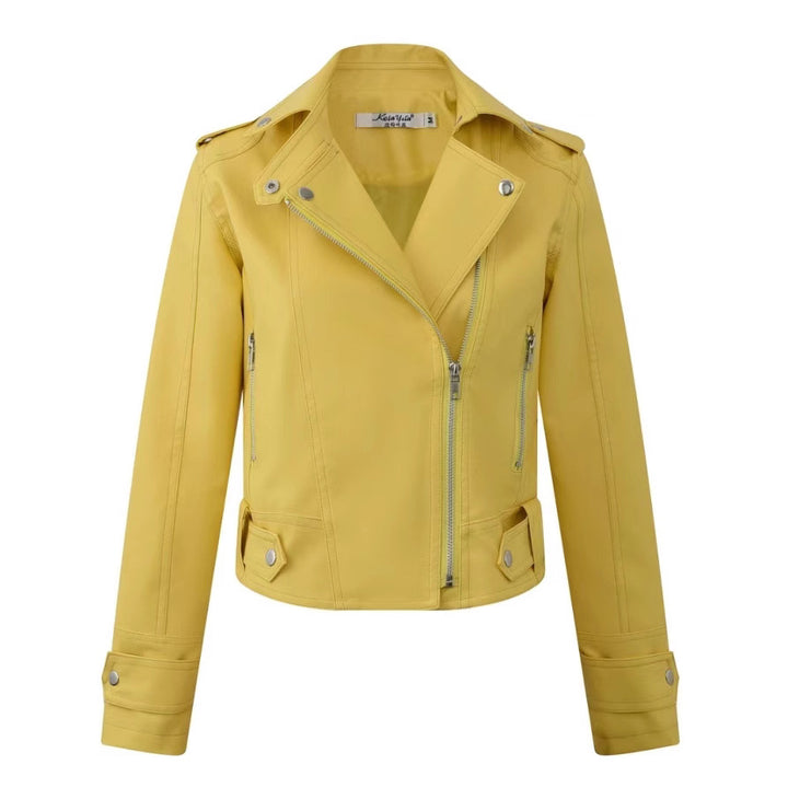 Women's Pu Motorcycle Leather Short Korean Slim Fit Plus Size - Trendex