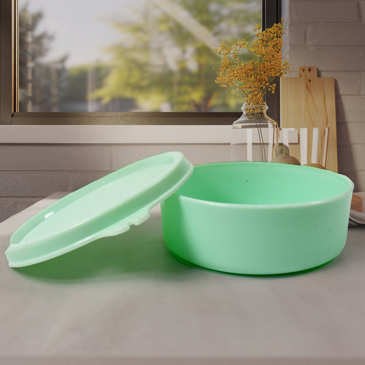 8717 4in1tiffin Box-lunch Box  3 Stainless Steel Containers 300 Ml Approx  Plastic Salad Container 200 Ml Approx Plastic Lid Box  Round Zip Bag  Leak Proof  Microwave Safefor Office College And School For Men Women - Trendex