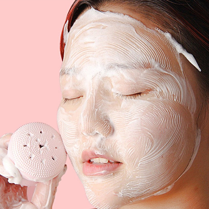1671 Facial Cleansing Brushes Cute Octopus Shape Silicone Face Scrubber Massager Skincare Tool (1pc) - Trendex
