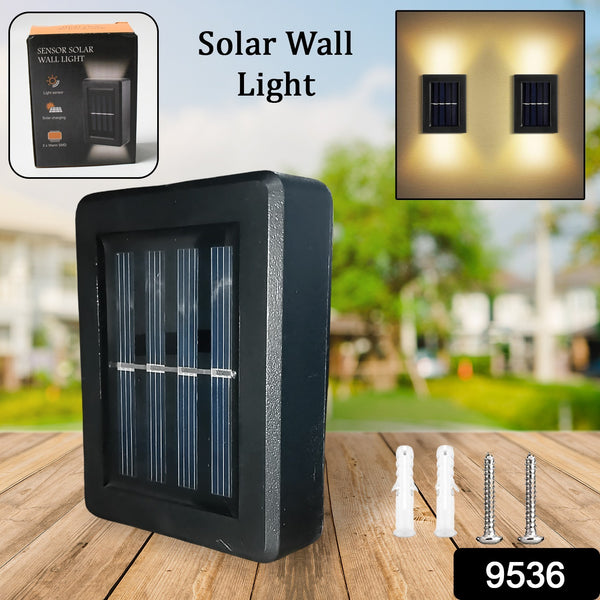 9536 Solar Wall Lights Small Fence Lights Solar Powered Up Down Led Porch Light Garden Lights Outdoor Solar Landscape Lights Waterproof Light (1 Pc) - Trendex
