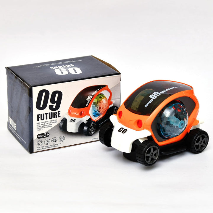 17922 Plastic 360 Degree Rotating Stunt Car Toy For Kids - Bump And Go Action With 4d Lights And Music Plastic Mini Car With Disco Ball (1 Pc  Battery Not Included) - Trendex