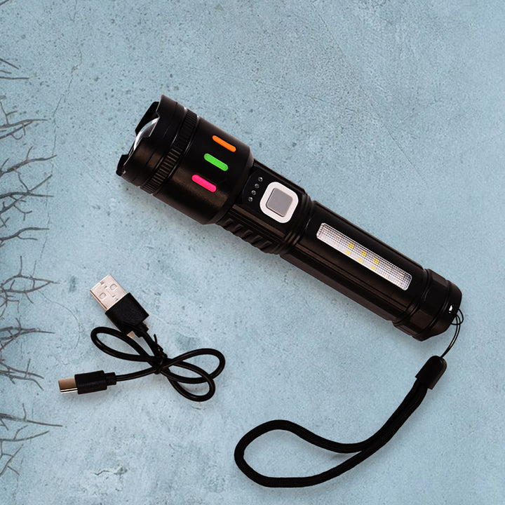 Led Torch High Lumens Fast Charging Flashlight  Torch With Far  Near Zoom (1 Pc) - Trendex