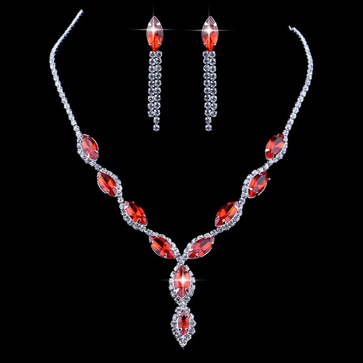 Necklace And Earrings Set Wedding Jewelry Set (1 Set  Mix Color) - Trendex