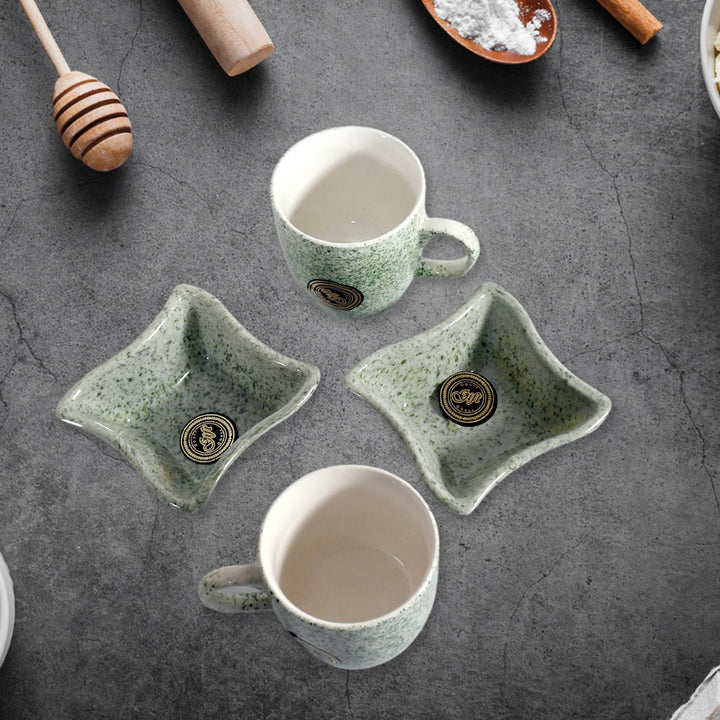 8224 Festo Ceramic Tea  Cups  Mug Set Including Snacks  Serving Bowl Milk Cup Coffee Cup Tea Cup Breakfast Cup Drinking Mug Or Outdoor For Household Gift For Birthday Wedding Party (4 Pcs Set) - Trendex