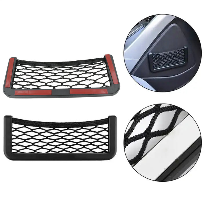 Car Storage Organize Car String Bag Car Seat Side Storage Net Bag Mesh Pocket Organizer Stick-on For Purse Bag Phone - Trendex