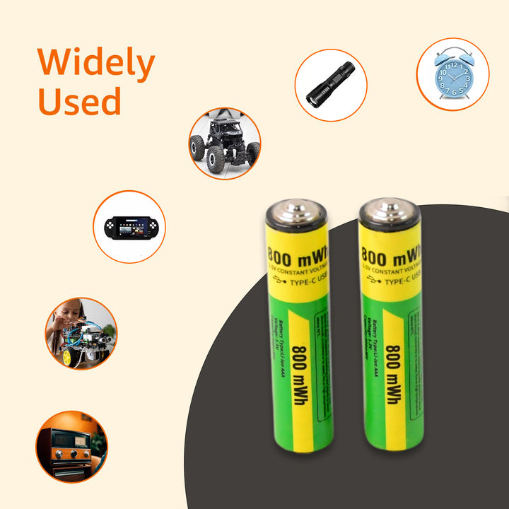 Aaa Rechargeable 800 Mwh Batteries With Recharging Cable (2 Pc Set) - Trendex