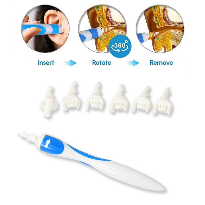 17698 Ear Wax Removal Ear Cleaner Earwax Remover Spiral Soft Silicone Safe Upgraded Smart Earwax Removal Tool Swab Kit With 16 Replacement Tips For Adults  Kids - Trendex