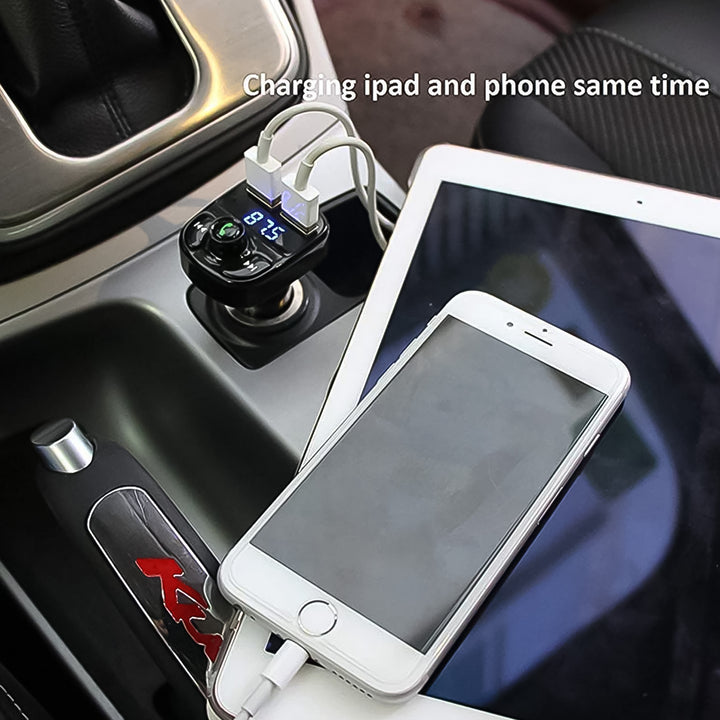 8533 Car-x8 Bluetooth Fm Transmitter Kit For Hands-free Call Receiver  Music Player  Call Receiver  Fast Mobile Charger Ports For All Smartphoneswith 3.1a Quick Charge Dual Usb Car Charger - Trendex