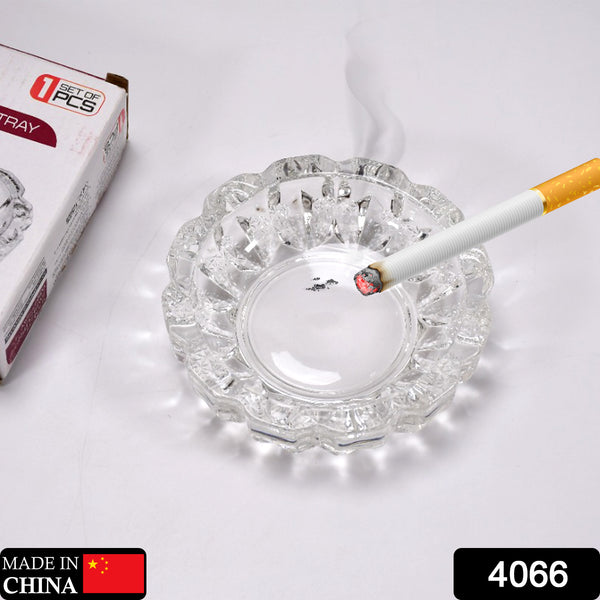 4066 Paricutin Glass Crystal Quality Cigar Cigarette Ashtray Round Tabletop For Home Office Indoor Outdoor Home Decor - Trendex