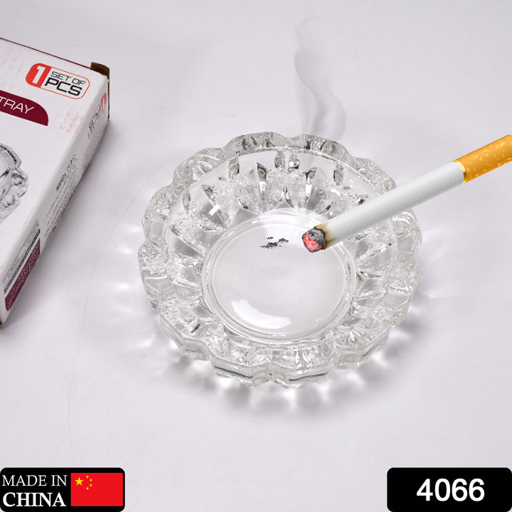 4066 Paricutin Glass Crystal Quality Cigar Cigarette Ashtray Round Tabletop For Home Office Indoor Outdoor Home Decor - Trendex
