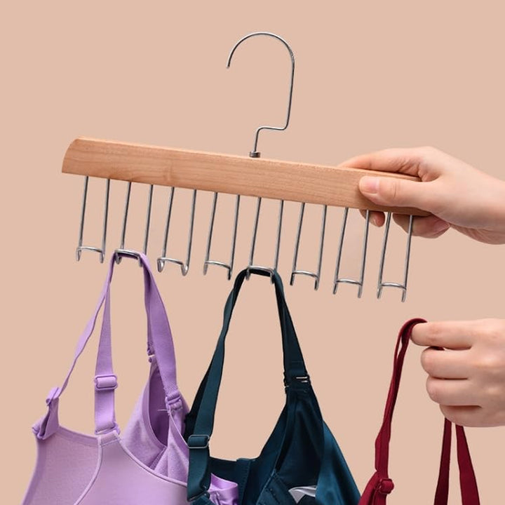 Space Saving 8 Hooks Wooden Hangers (Hanging Hook Included  1 Pc) - Trendex