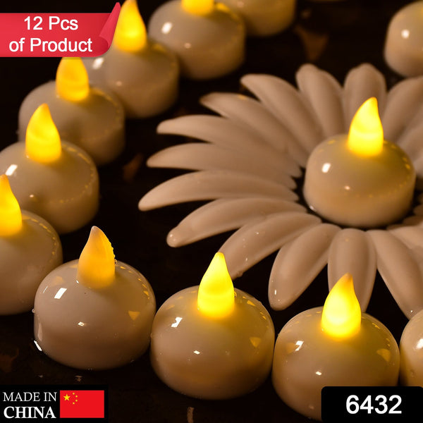 6432 Set Of 12 Flameless Floating Candles Battery Operated Tea Lights Tealight Candle - Decorative Wedding. - Trendex