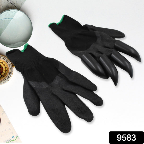 Garden Farming Gloves With Hand Fingertips  Plastic Claws (1 Pair) - Trendex
